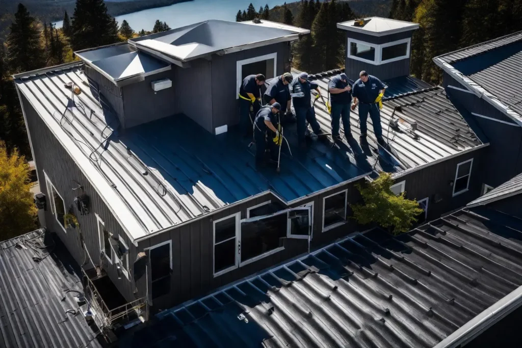  An illustration showcasing advanced metal roof cleaning techniques and solutions, emphasizing efficiency and effectiveness.
